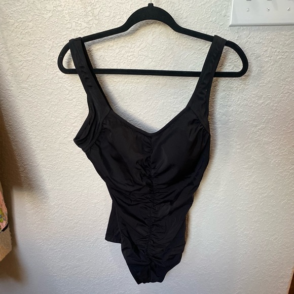 Maxine black shirred 1 piece swimsuit - Picture 2 of 7